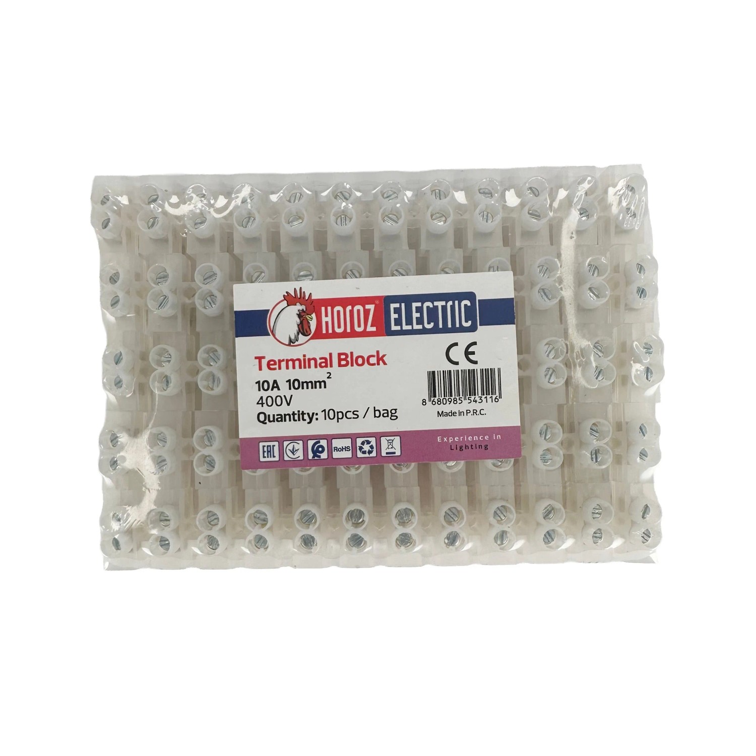 HOROZ Klemmenleiste 12-polig 10 Mm² 10 A 400 V PVC Lüsterklemme Schraubklemme Messing 10 Stück