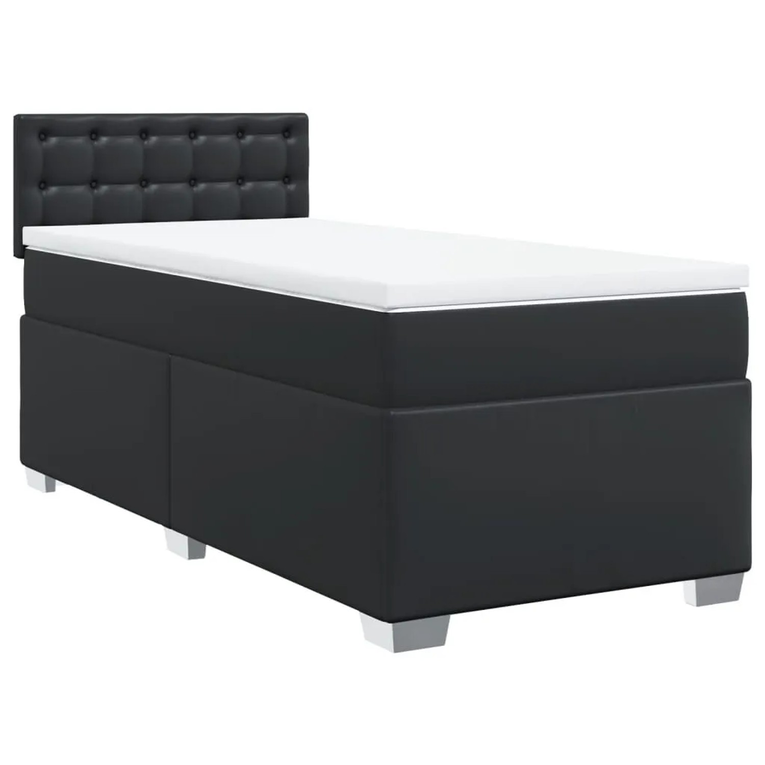vidaXL Boxspringbett mit Matratze Schwarz 100x200 cm Kunstleder 3288408 günstig online kaufen
