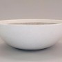 Eleganter, runder Pflanzkübel Schale aus Fiberglas, perlmutt-weiß, 46x16cm.