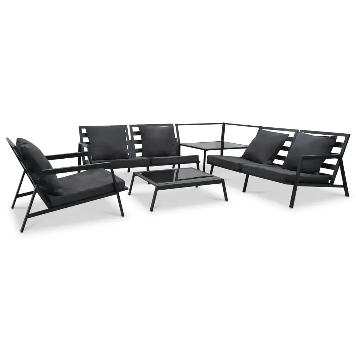 vidaXL 5-Tlg Garten-Lounge-Set mit Auflagen Aluminium Dunkelgrau 47819