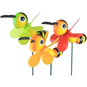 Deko-Gartenstecker Ameise mit Windrad, verschiedene Farben, 50 cm hoch.