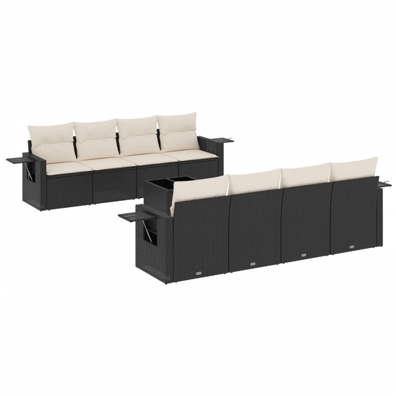 vidaXL 9-Tlg Garten-Sofagarnitur mit Kissen Schwarz Poly Rattan 3219945 günstig online kaufen