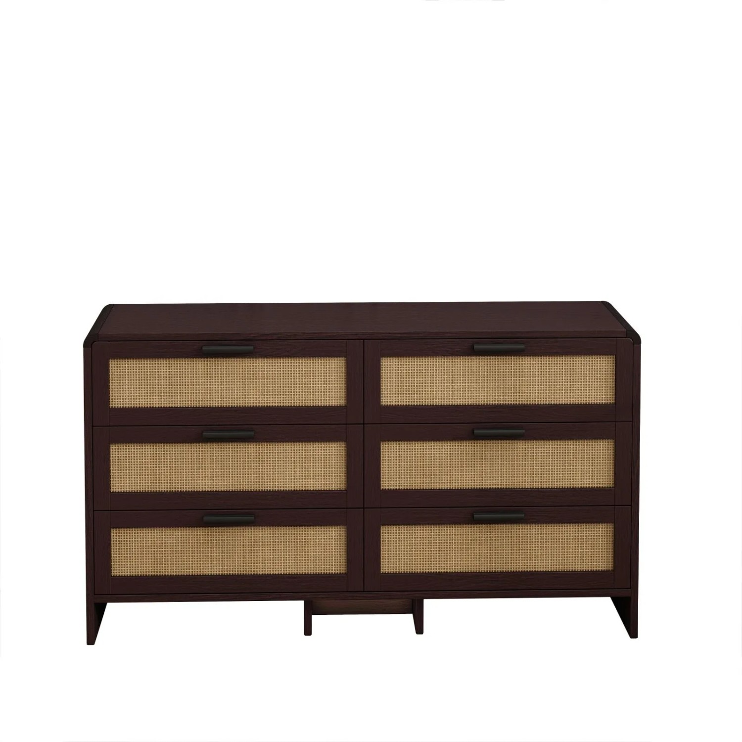 PXloue Kommode Rattan Eckschrank 6 Schubladen Aufbewahrung für Wohnzimmer Schlafzimmer Küche Braun