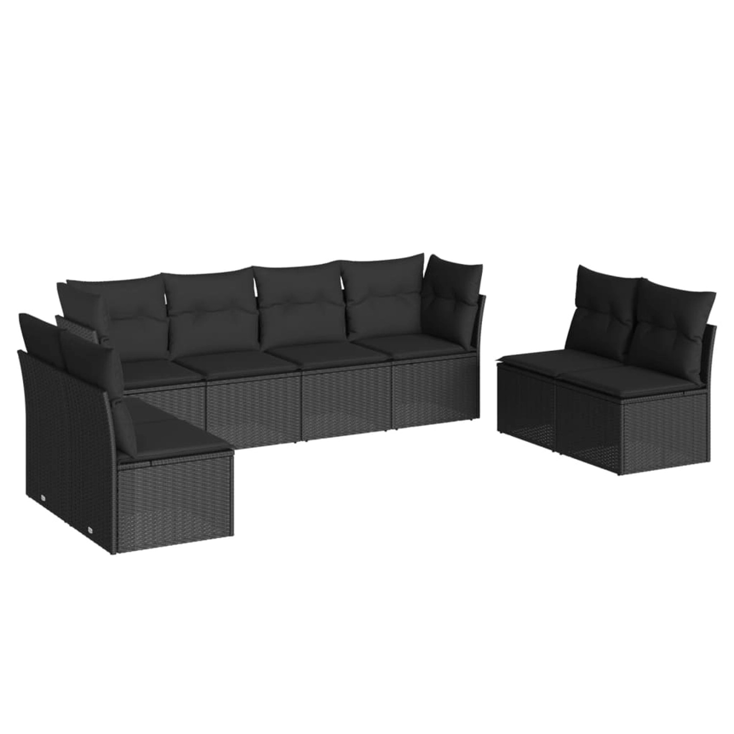 vidaXL 8-tlg Garten-Sofagarnitur mit Kissen Schwarz Poly Rattan Modell 51