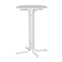Runder, weißer Mfg Klapptisch mit Marmor-Optik, 70x70 cm, ideal für Balkon und Garten.