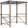 Leco Luxus-Grillpavillon 2,35x1,50m in Holzoptik mit Ablageflächen und transparentem Dach.