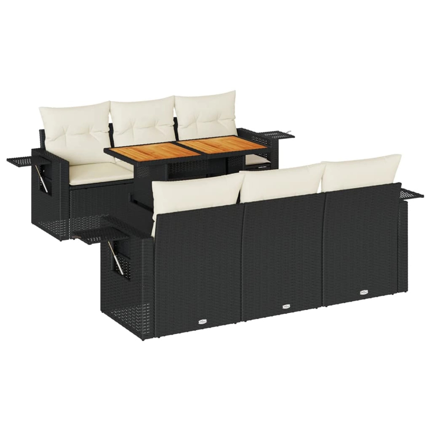 vidaXL 7-Tlg Garten-Sofagarnitur mit Kissen Schwarz Poly Rattan 3327108 günstig online kaufen