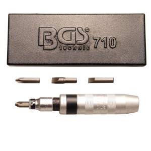 BGS 5-teiliges Hand-Schlagschrauber-Set 710 mit Bits und Metallkassette.