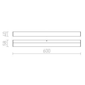 Technische Zeichnung der Rendl Levia 60 LED Wandleuchte Chrom mit Abmessungen.