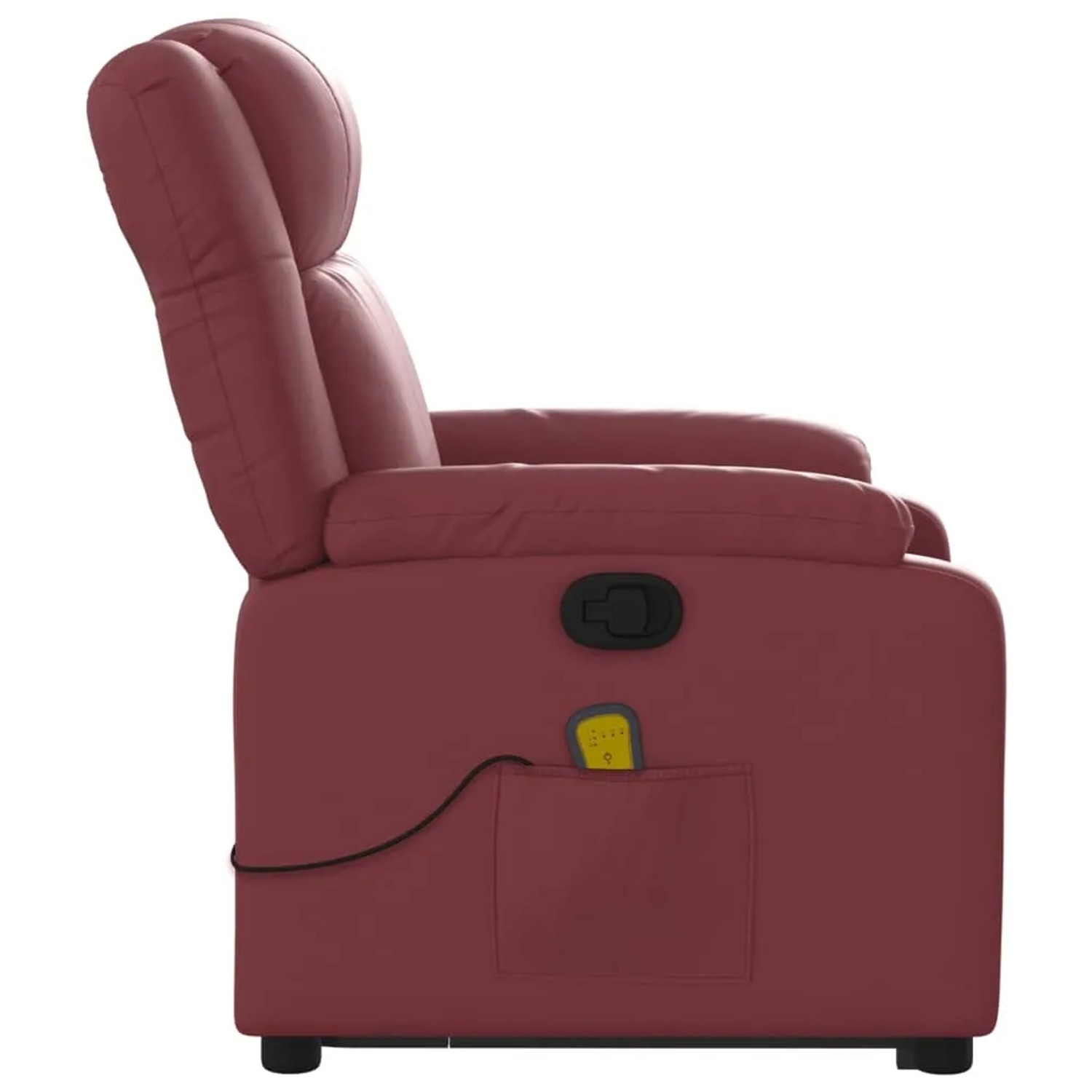 vidaXL Massagesessel mit Aufstehhilfe, weinrot, Kunstleder. Relaxsessel mit Vibrationsmassage und Aufstehfunktion.