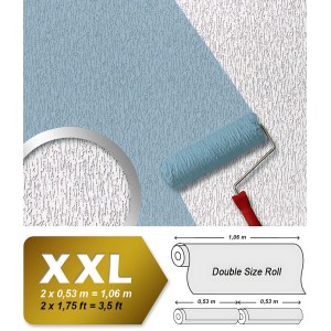 Überstreichbare Vliestapete mit Reibeputzstruktur in Weiß, angebracht mit Farbroller.