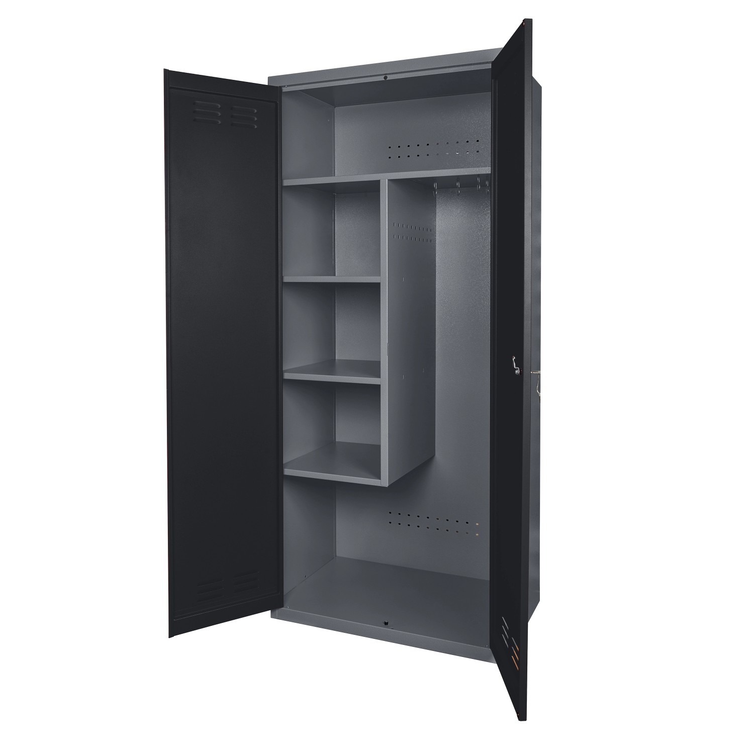 Küpper Putz-, Motorrad-, E-Bike-Spind 2-Türig 180 x 80 x 48 cm Schwarz-Hellgrau