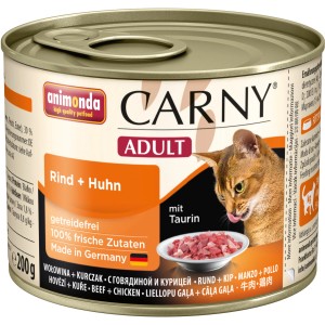 Carny Adult Katzen-Nassfutter Rind & Huhn, 200g Dose. Alleinfutter für ausgewachsene Katzen.