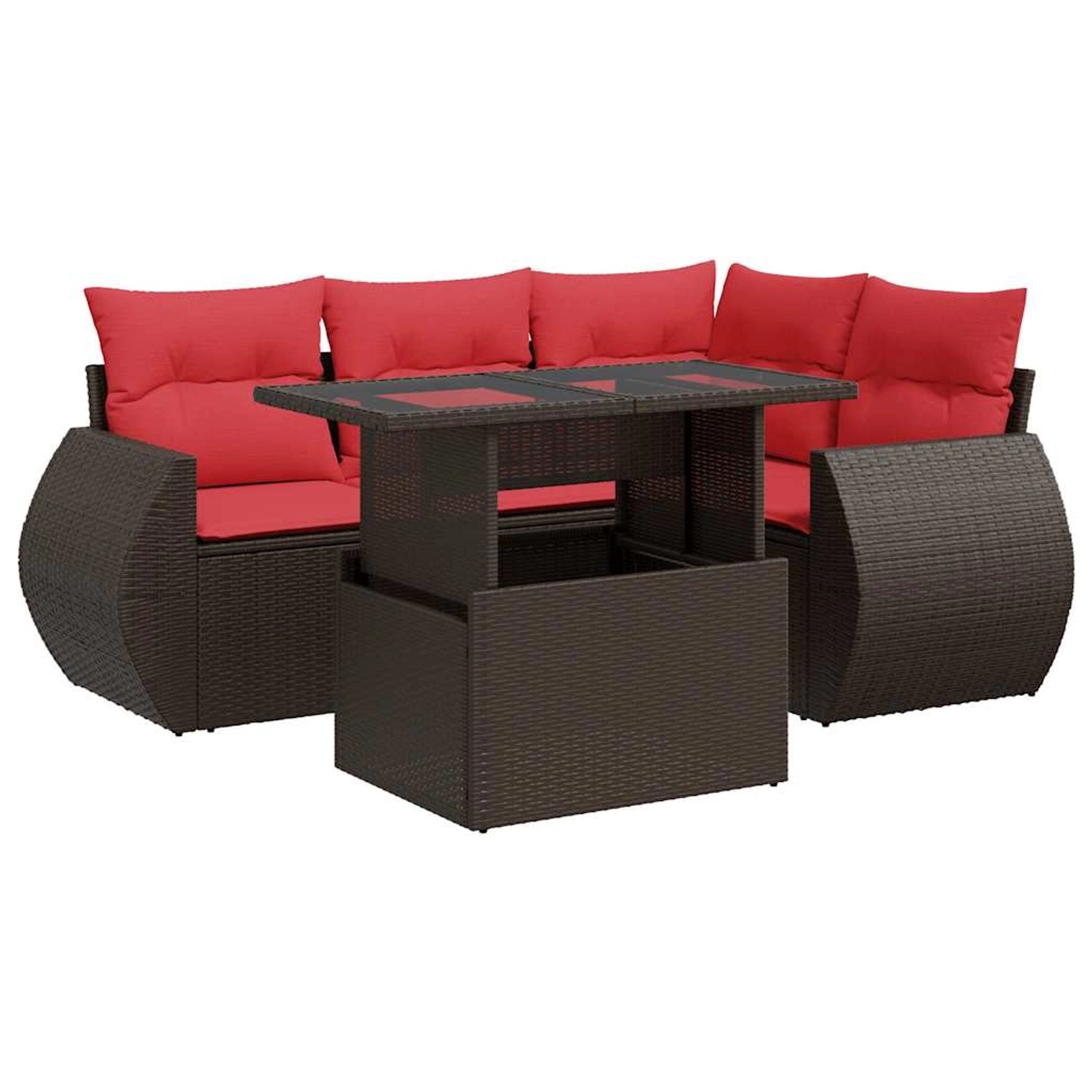 vidaXL 5-Tlg Garten-Sofagarnitur mit Kissen Braun Poly Rattan Akazie 332663 günstig online kaufen