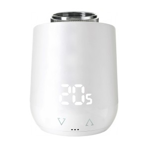 Comet WiFi Heizkörperthermostat: Weißes, smartes Thermostat mit digitaler Anzeige.