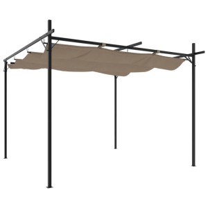 DELUKE Terrassenüberdachung Mit Schiebedach OLIMP Taupe 295x292x230cm Pergola Garten Pavillon Rankhilfe Sonnenschutz Gartenpergola