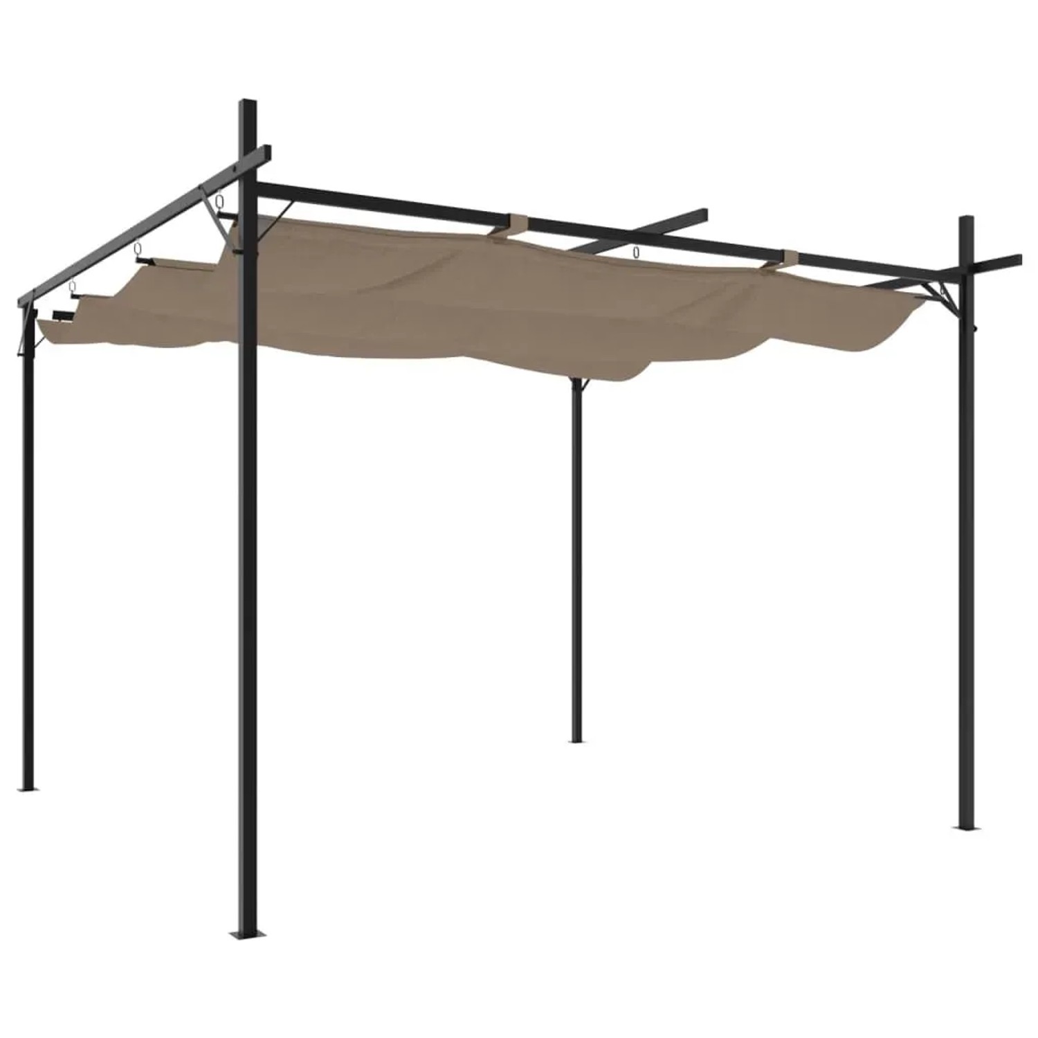 DELUKE Terrassenüberdachung Mit Schiebedach OLIMP Taupe 295x292x230cm Pergola Garten Pavillon Rankhilfe Sonnenschutz Gartenpergola