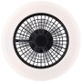Schwarze LED-Deckenleuchte Badria mit Ventilator, Ø 49 cm. Deckenlampe mit Lichtkranz.