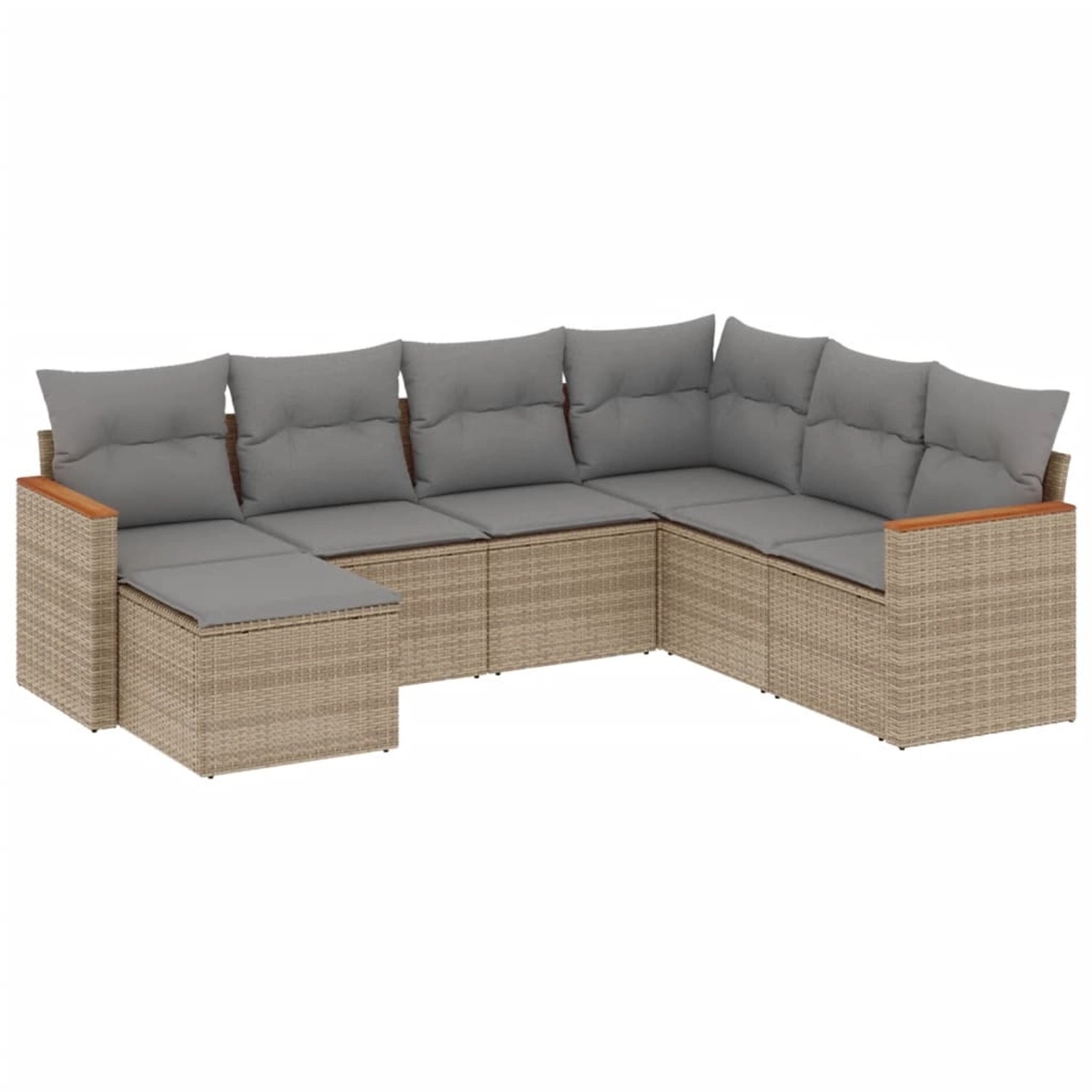 vidaXL 7-Tlg Garten-Sofagarnitur mit Kissen Beige Poly Rattan 3226206 günstig online kaufen