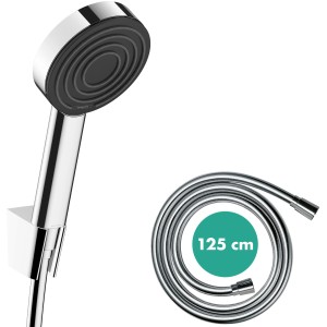 Hansgrohe Pulsify S Brausehalterset mit Duschkopf, Brauseschlauch (125cm) und Halterung in Chrom.
