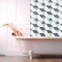 Relaxdays Duschrollo Kunststoff Aluminium Grau Blau Beige Wasserabweisend 140 cm x 240 cm_3