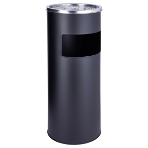 Schwarzer Svita Standaschenbecher mit Mülleimer, 30L, 60x25cm, für den Außenbereich.