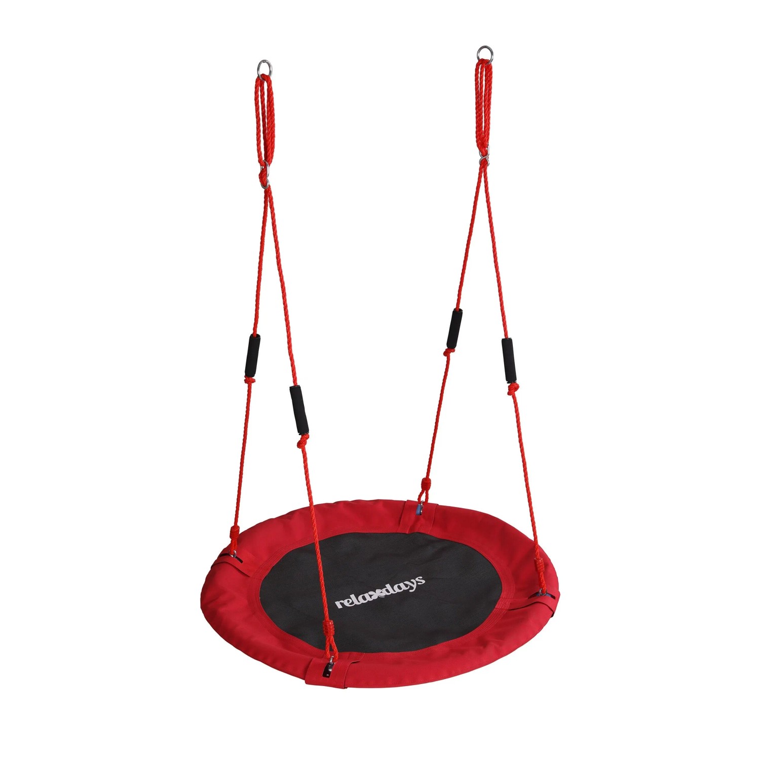 Relaxdays Nestschaukel Stahl Rot Höhenverstellbar mit Schaumstoffgriffen 100 cm