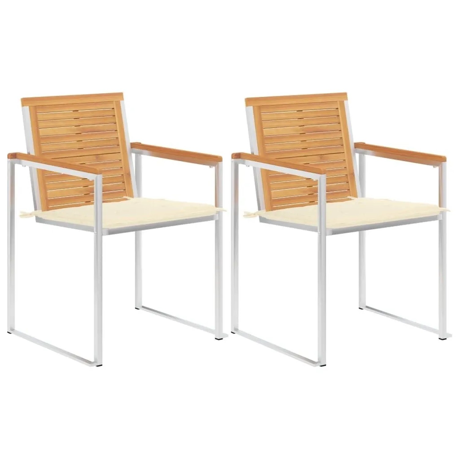 vidaXL Gartenstühle mit Kissen 2 Stk Massivholz Teak und Stahl 3061517