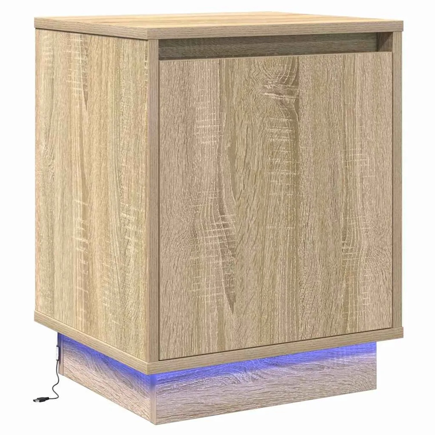vidaXL Nachttisch Sonoma-Eiche mit LED-Licht, Holzwerkstoff, 39x34,5x50 cm.