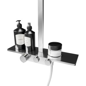 Schulte ExpressPlus Duschsystem Rain II Square mit Ablage und Thermostat.
