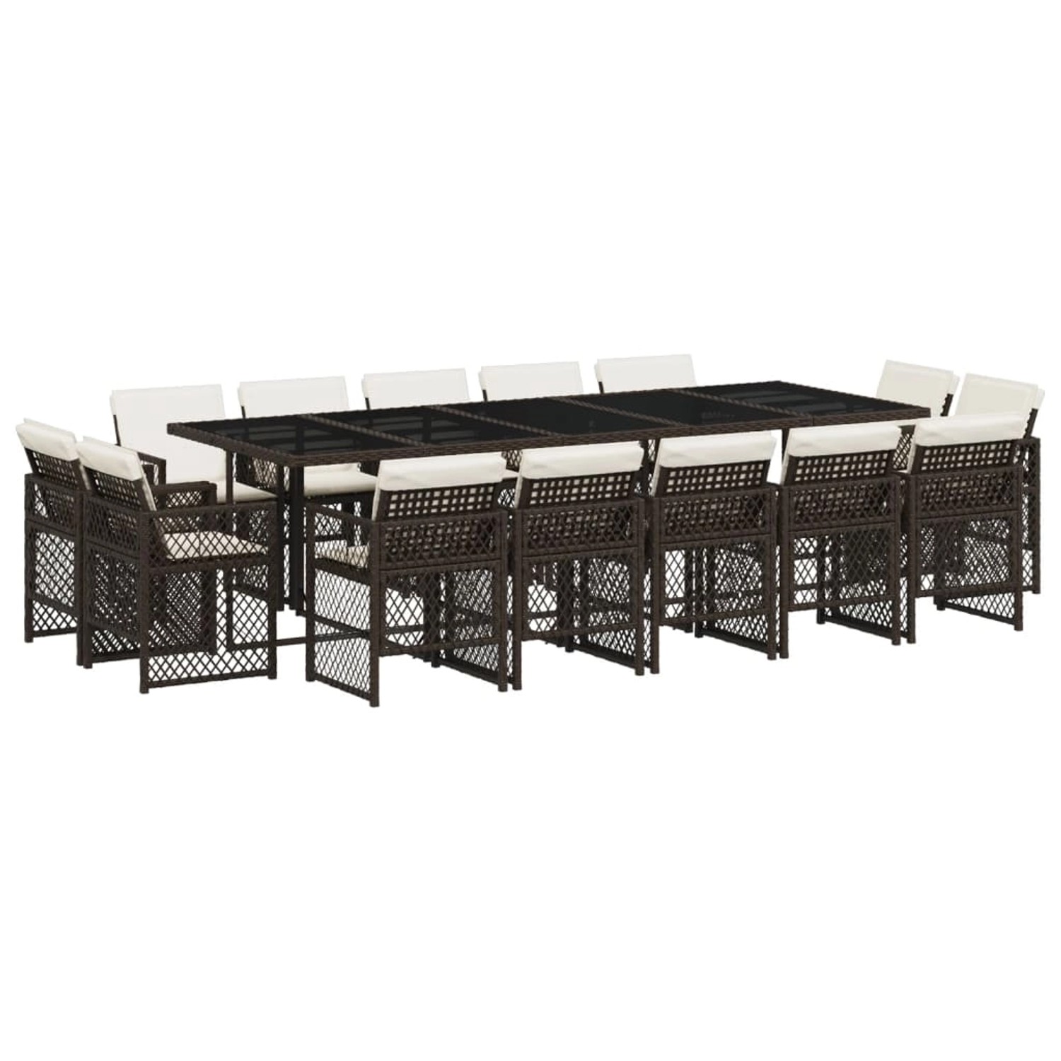vidaXL 15-Tlg Garten-Essgruppe mit Kissen Braun Poly Rattan 3210873 günstig online kaufen