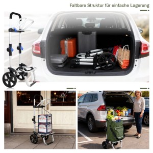 Sekey 3-in-1 Einkaufstrolley, faltbar, mit Kühlfach und Spanngurt, grün. Vielseitig für Einkauf, Picknick und Camping.