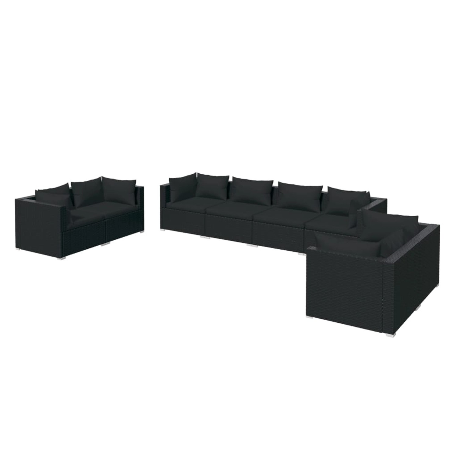 Vidaxl 8-tlg. Garten-lounge-set Mit Kissen Poly Rattan Schwarz günstig online kaufen