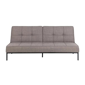 Ebuy24 Perugia Schlafsofa, graubraunes Sofa mit Knopfheftung und schwarzen Füßen.