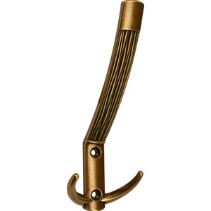 Wandhaken 2213 in Altmessing brüniert, Metallhaken mit zwei Hakenarmen.