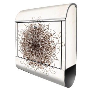 Banjado Design Briefkasten Silber Pulverbeschichtet 39x47x14cm 2 Schlüssel Mit Zeitungsfach Motiv Mehendi