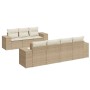 Beige 8-tlg. vidaXL Garten-Sofagarnitur aus Poly Rattan mit Kissen.