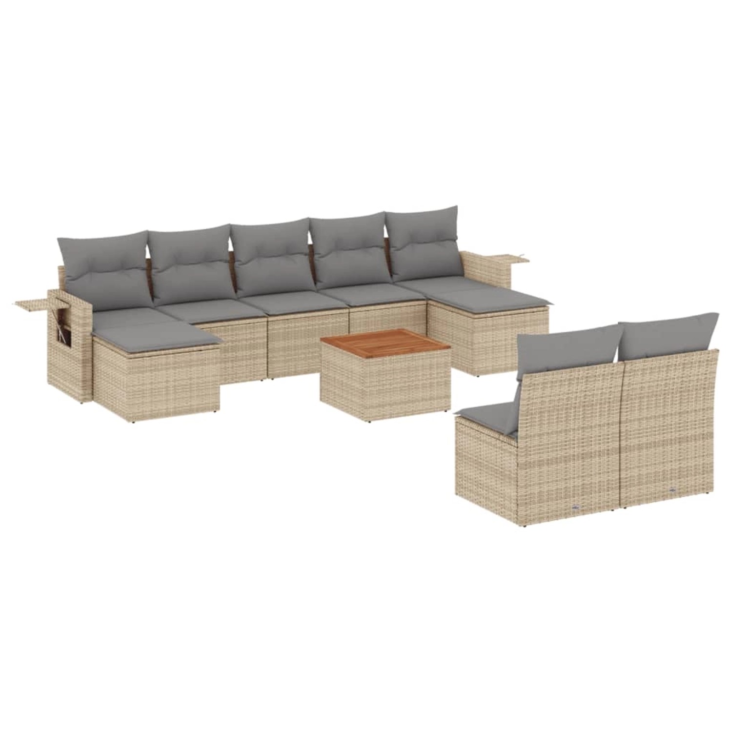 vidaXL 10-tlg Garten-Sofagarnitur mit Kissen Beige Poly Rattan Modell 183 günstig online kaufen