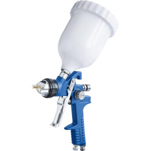 LUX Lackier-Sprühpistole D-FSP-500-HVLP mit Becher, blau/weiß, für Kompressoren.