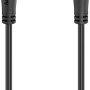 Schwarzes Hama Antennenkabel, 3m, mit Koax-Stecker und -Kupplung für TV-Geräte.