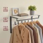 Songmics Wandgarderobe Barnet-old mit Ablage, 10 Haken und Kleiderstange in Weiß-Schwarz mit Jacken.