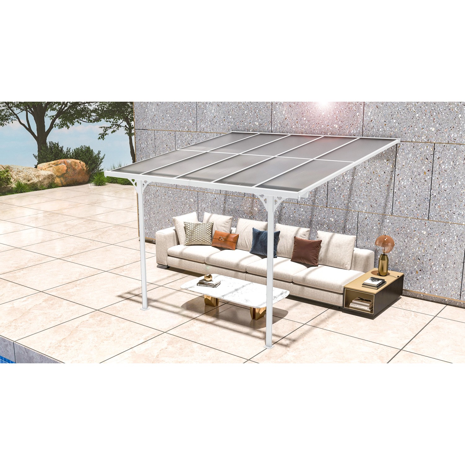Westmann Alu-Terrassenüberdachung Bruce 313 Weiß 300 cm x 313 cm x 270 cm_4