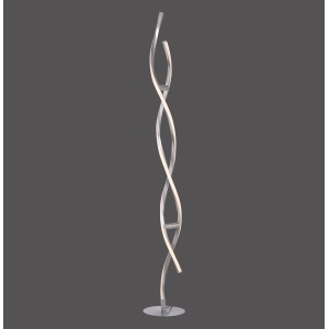 Smarte LED-Stehleuchte LOLAsmart-Swing in Stahlfarben, gewundenes Design, 140 cm hoch.
