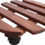 Runder Pflanzenroller aus Mahagoni-Buche, Ø 30 cm, mit schwarzen Rollen.