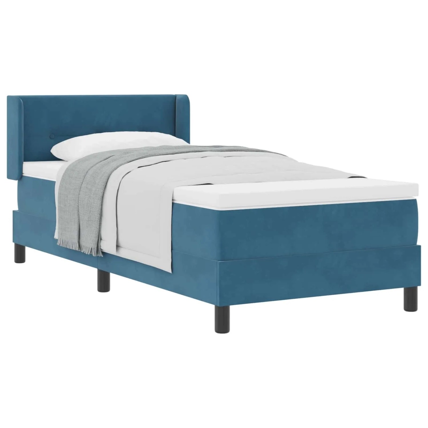vidaXL Boxspringbett mit Matratze Dunkelblau 200 x 80 cm Polyester 3341442