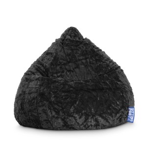 Schwarzer Sitting Point Sitzsack Fluffy, 220 l, aus Plüschstoff. Gemütlicher Boden-Sessel für Jugendzimmer.