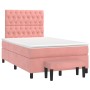 Rosa vidaXL Boxspringbett 120x200 cm mit Samtbezug, inklusive Matratze und Bank.