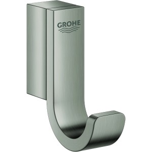 Grohe Selection Bademantelhaken, einfache Ausführung, Hard Graphite gebürstet, zur Wandmontage.