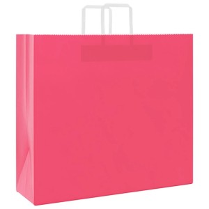 Rosa Papiertragetasche mit weißen Henkeln, 54x15x49 cm, 250 Stück.
