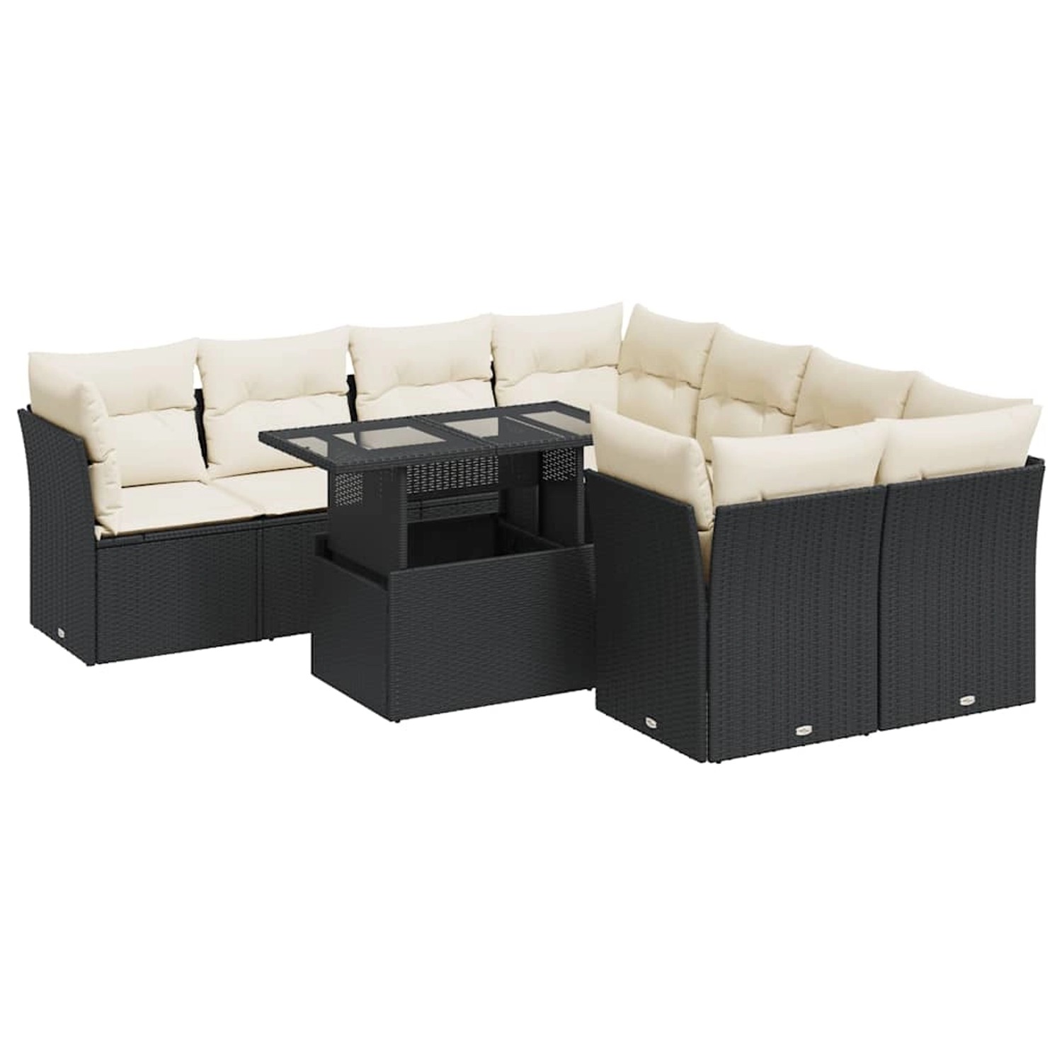 vidaXL 9-Tlg Garten-Sofagarnitur mit Kissen Schwarz Poly Rattan 3326127 günstig online kaufen